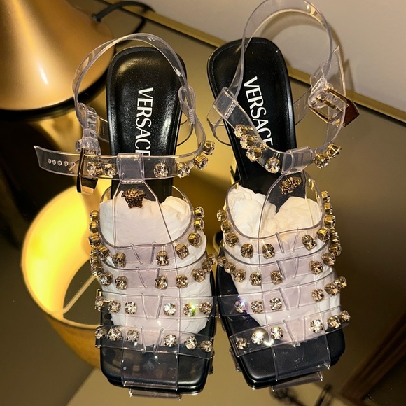 Versace Clear PVC Sandals - Picture 1 of 5